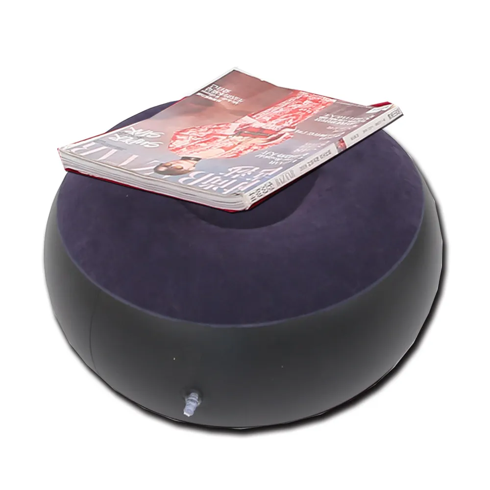 Lazy Bean Bag with Inflatable Folding Sofa - Blue Round Stool