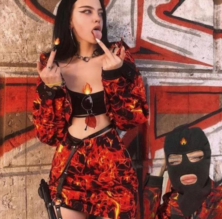 Hip-hop jacket lapel with flame short casual blazer