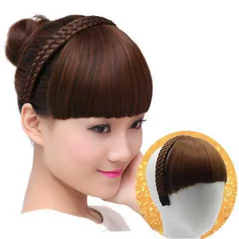Secret Bang & Braid Headband - Dark Brown