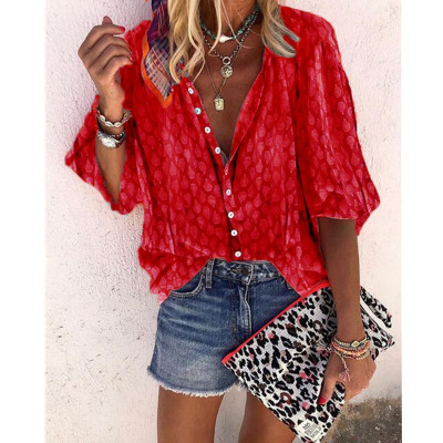 Women's Print Shirt 9-Sleeve Top