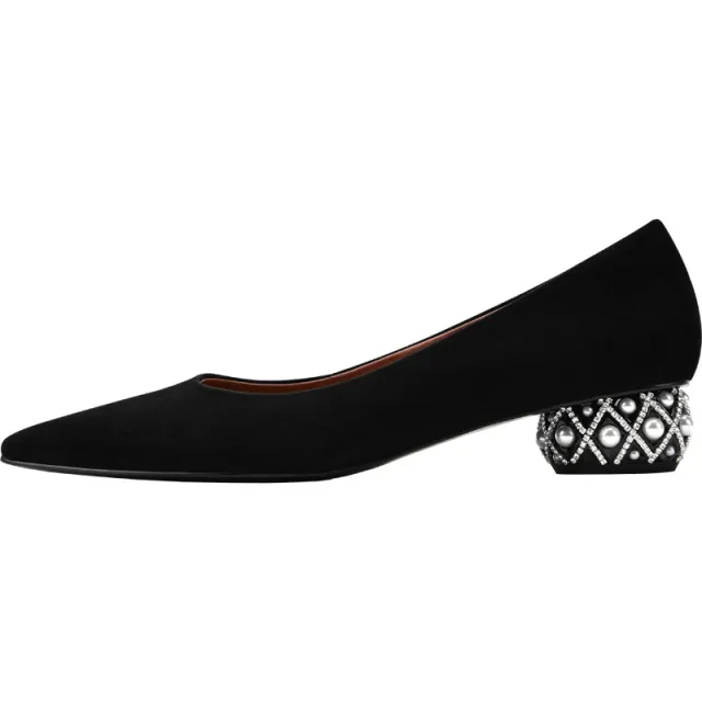 Low heeled female pointed high heeled shoes Black - Shop at LoveMi