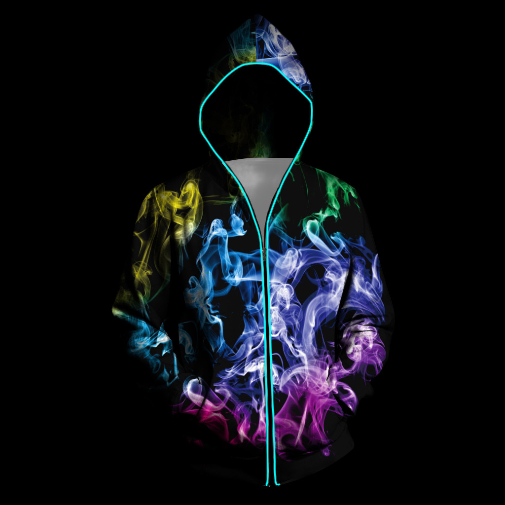 Starry sky zip photoelectric hooded sweater