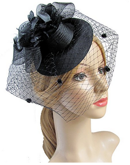 Headdress Net yarn Headdress Top hat Hair accessories Black - Shop at LoveMi