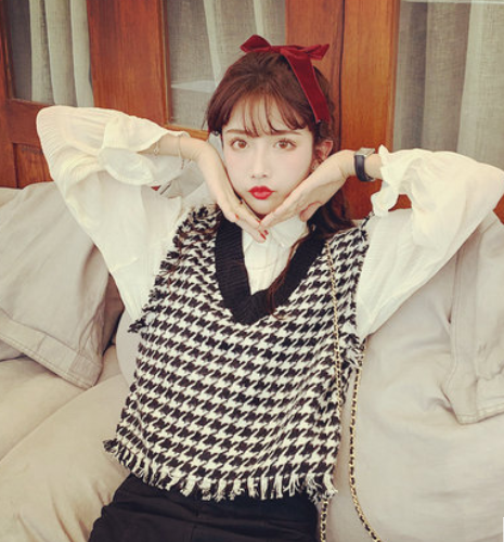 Two piece chiffon shirt for lady waistcoat