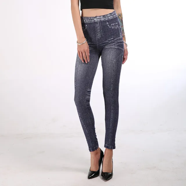 Spring new imitation denim leggings women Zipper L - Shop at LoveMi