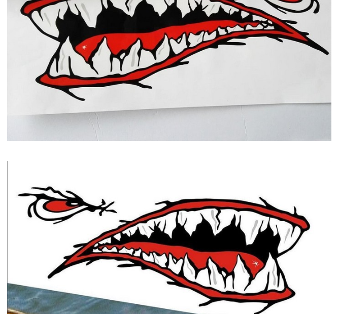 Shark Teeth Mouth Kayak New Car Sticker — view 2