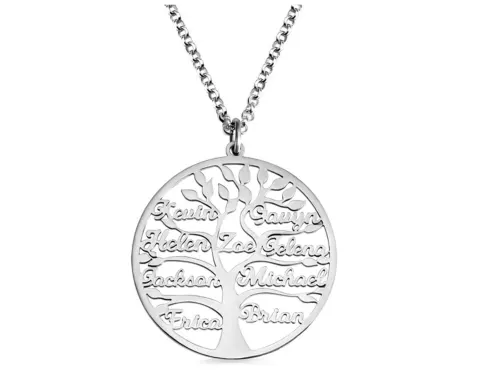 Family Tree Name Necklace of Life Stainless Steel Customised