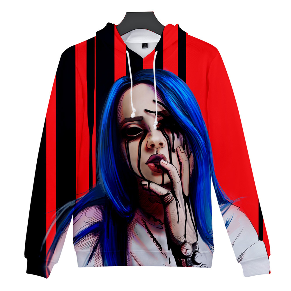 Billie Elish 3D Digital Color Hooded Hoodie