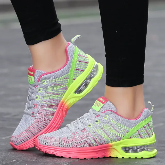 Autumn casual sneakers flying weaving girls air cushion Grey - Shop at LoveMi