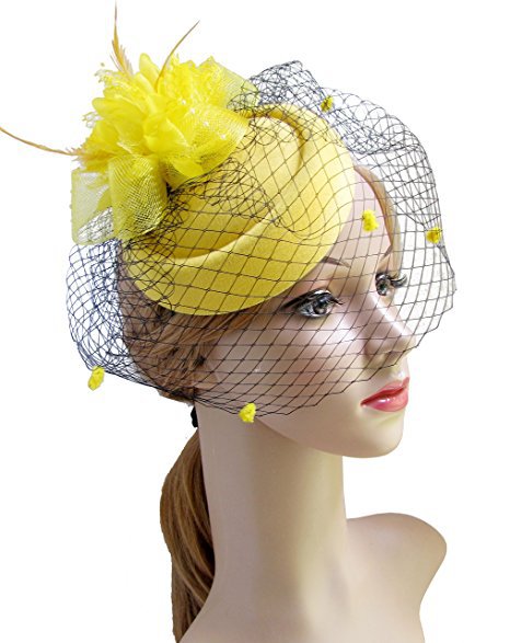Headdress Net yarn Headdress Top hat Hair accessories Yellow - Shop at LoveMi