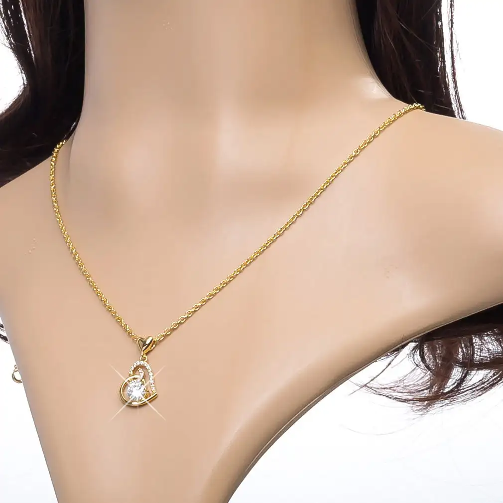 Rose Gold Color Stellux Crystals Heart Pendant
