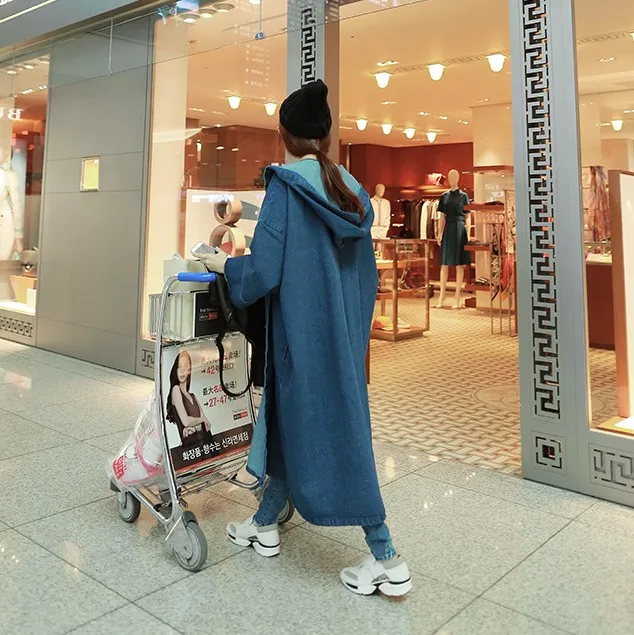 Baggy Hooded Trench Coat Photo Color L - Shop at LoveMi