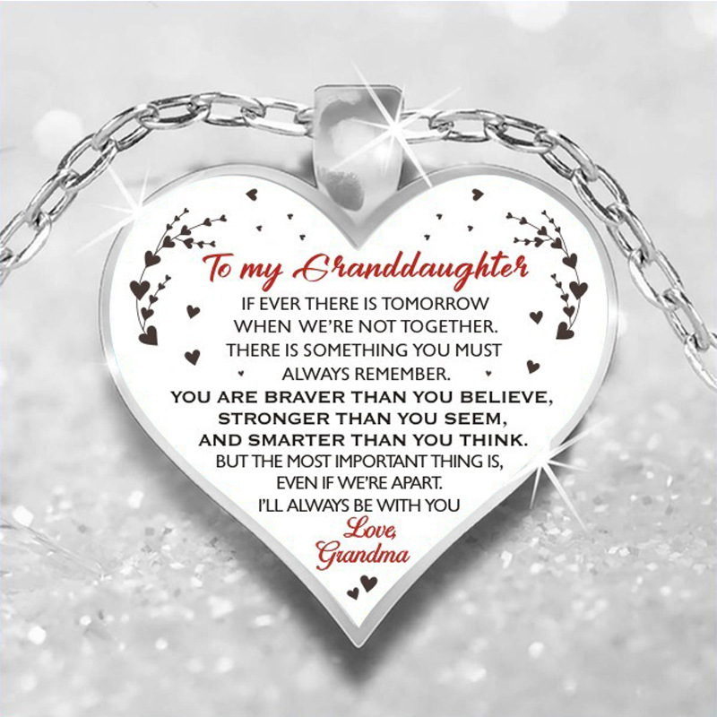 Peach heart necklace love pendant sweater chain Granddaughter - Shop at LoveMi