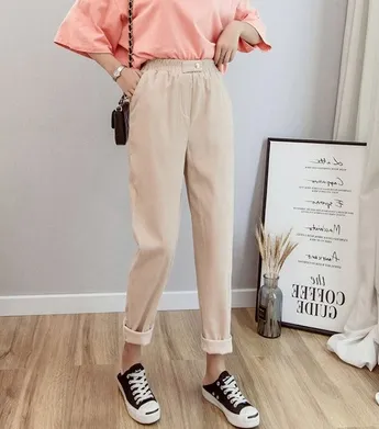 Korean version casual pants women's pants spring clothing Apricot - Shop at LoveMi