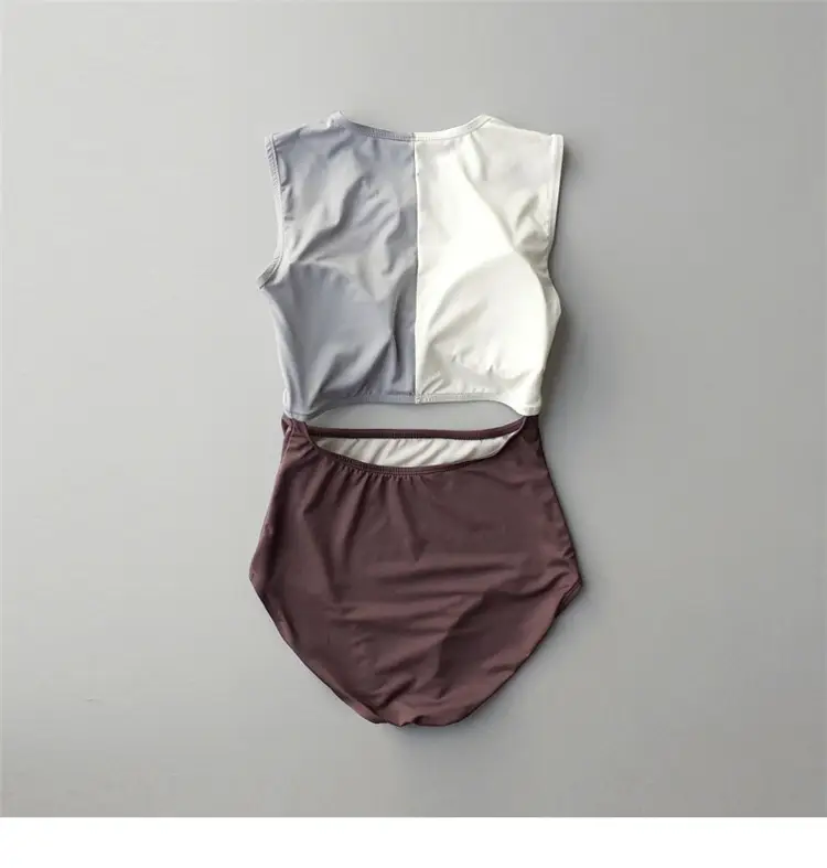 Colorblock High Waist Bare One Piece Swimsuit