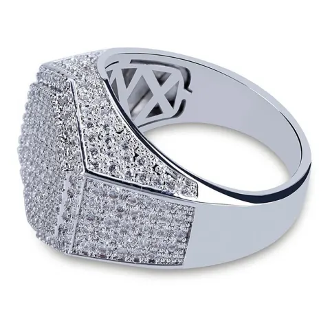 Hip Hop Man Ring Micro Pave CZ Silver Gold