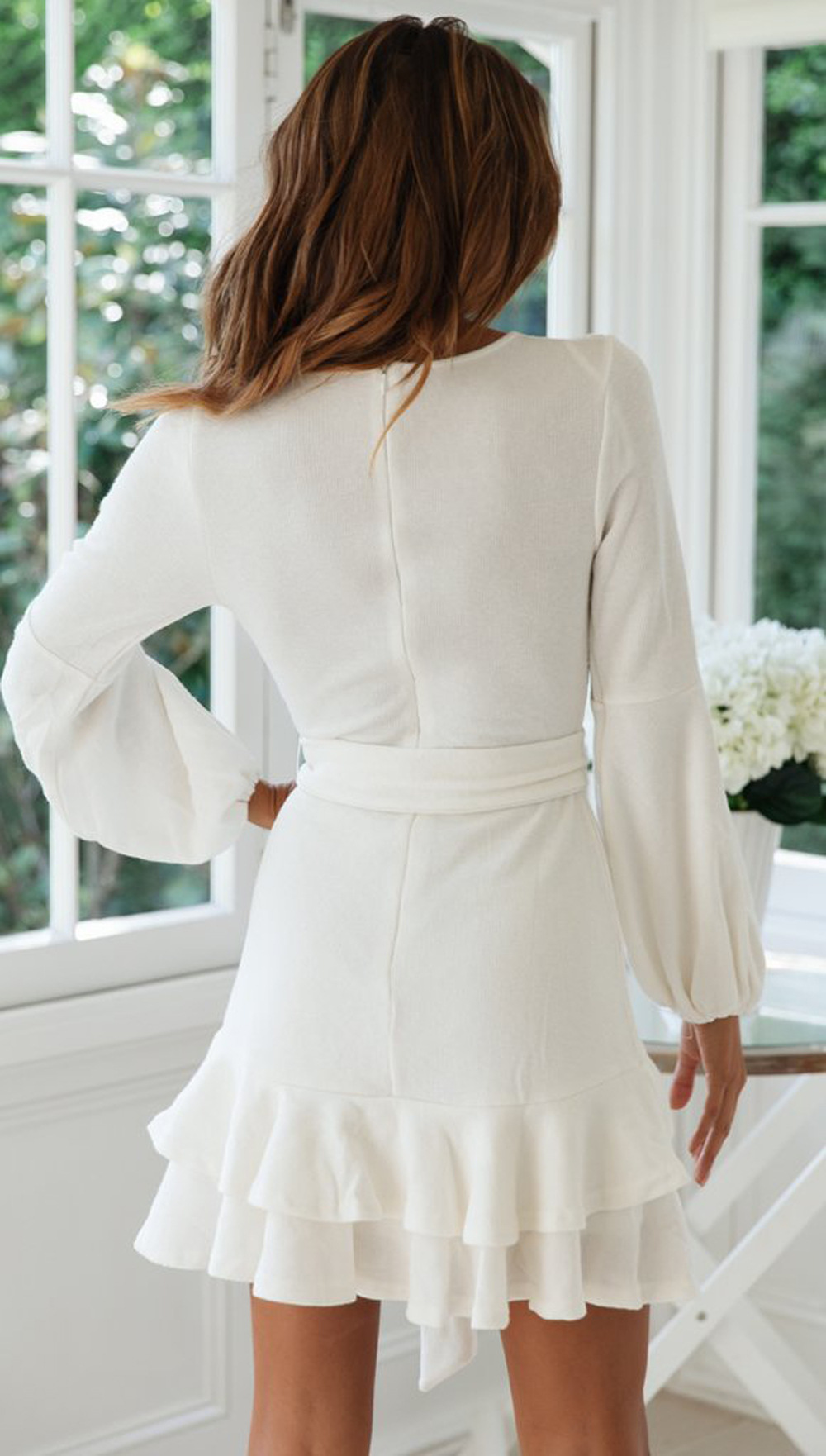 Ruffled Pleated V-neck  Skirt