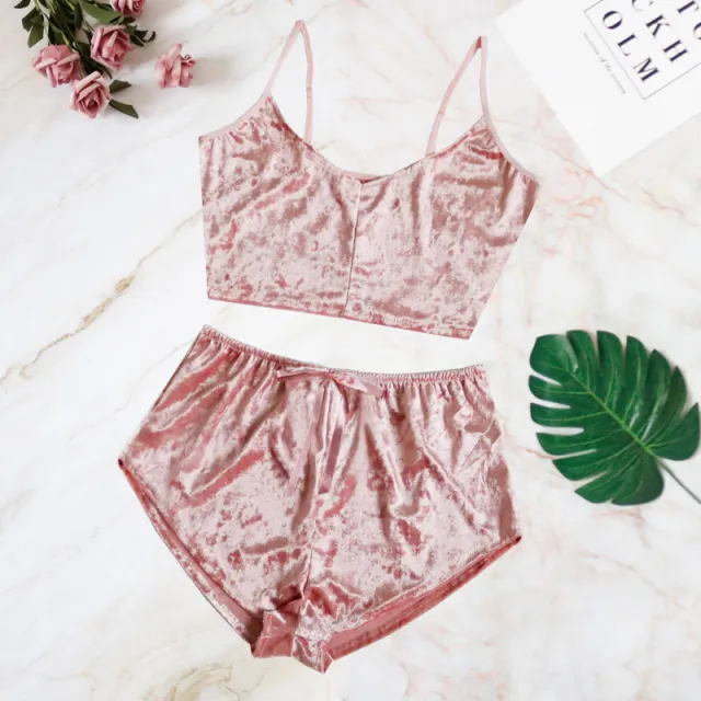 Sexy V neck gold diamond lingerie Pink - Shop at LoveMi