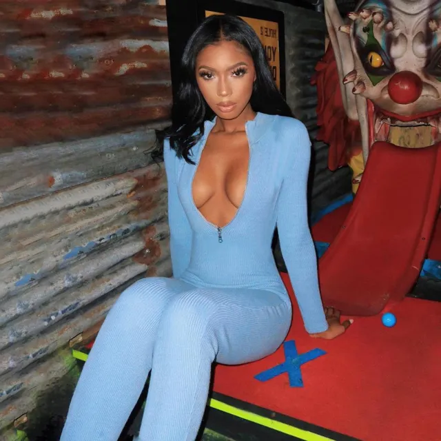 Turtleneck fitness jumpsuit Blue - Shop at LoveMi