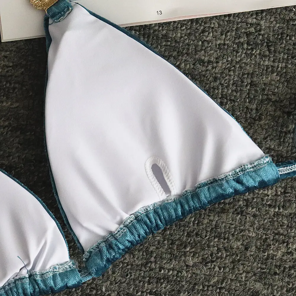 Gold velvet split swimsuit
