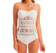 Ladies One Piece Bikini - White - View 1