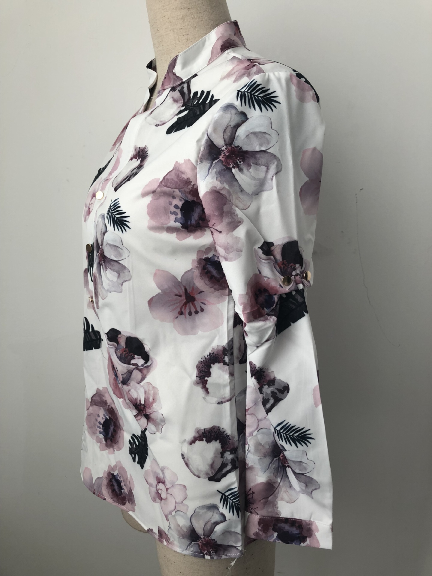 Women's printed shirt button long sleeves