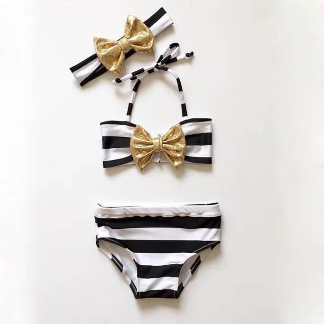Baby girl striped bow bikini beachwear Photo Color 120Cm - Shop at LoveMi