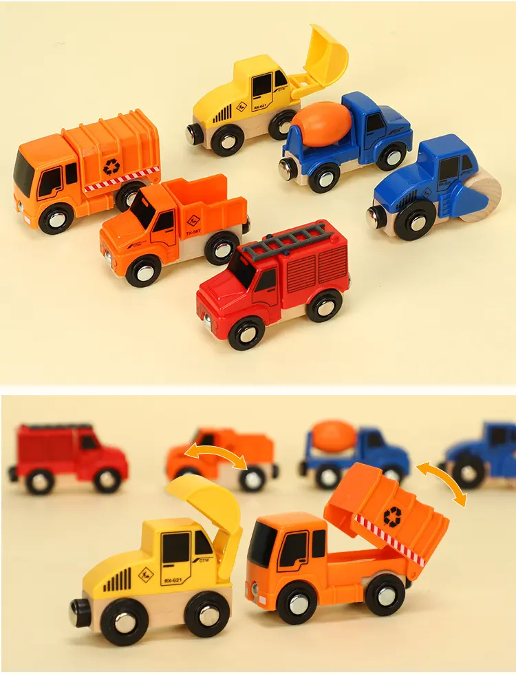 Wooden fire truck ambulance crane