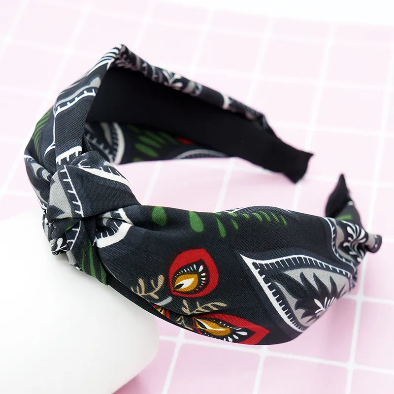 Literary stripe makeup headband - Black Vintage Flower