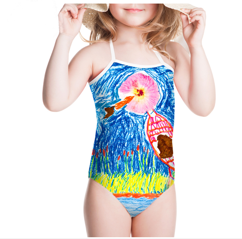 One pieces Children's Swimwear Bathing Suit Printing Girls' Swimsuit Summer Baby Bodysuits 5 To 6 - Shop at LoveMi