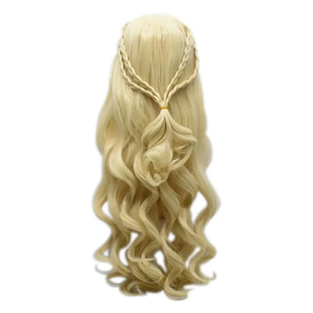 Matt 70cm braided silver long curly hair Gold - Shop at LoveMi
