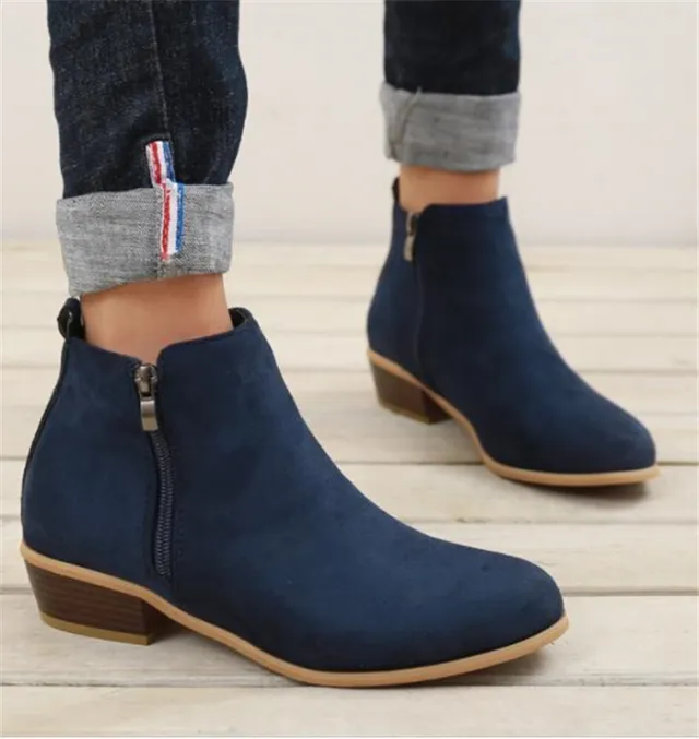 Spring Autumn New Woman Boots Low Heels Blue - Shop at LoveMi