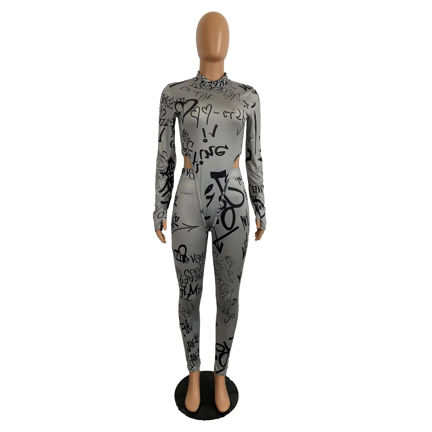 Letter print long sleeve suit