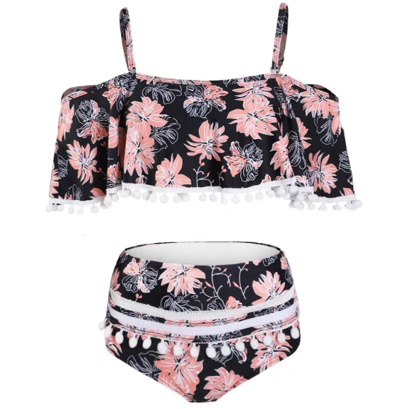 High waist ruffled swimsuit Black - Shop at LoveMi