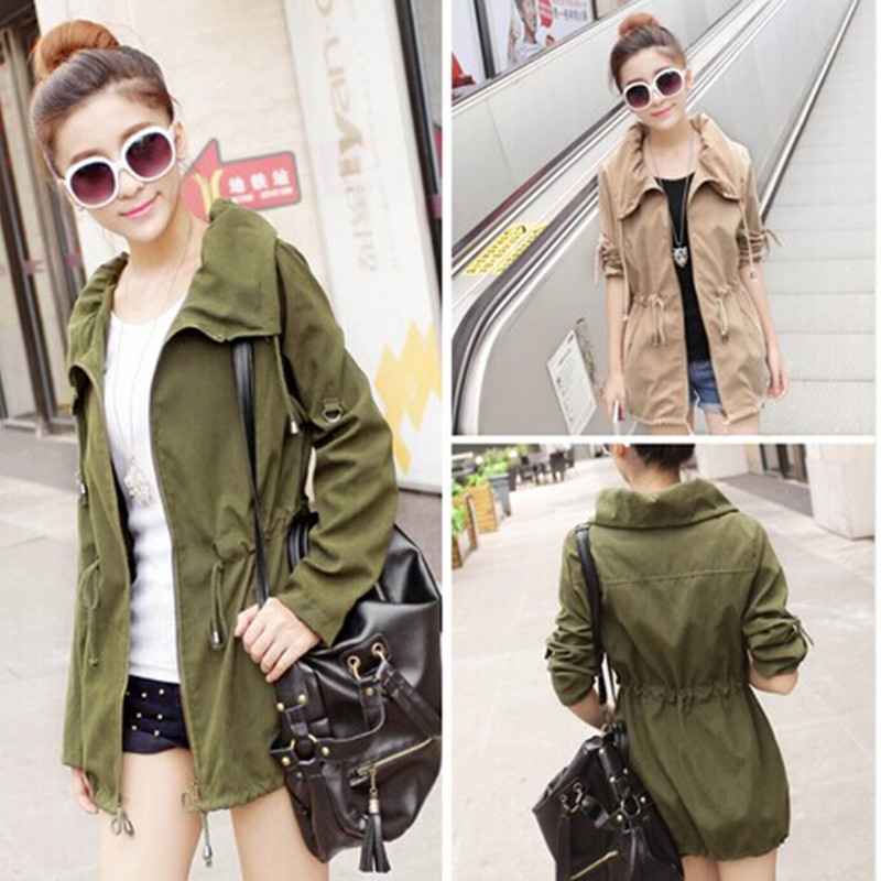 Women's drawstring trench coat