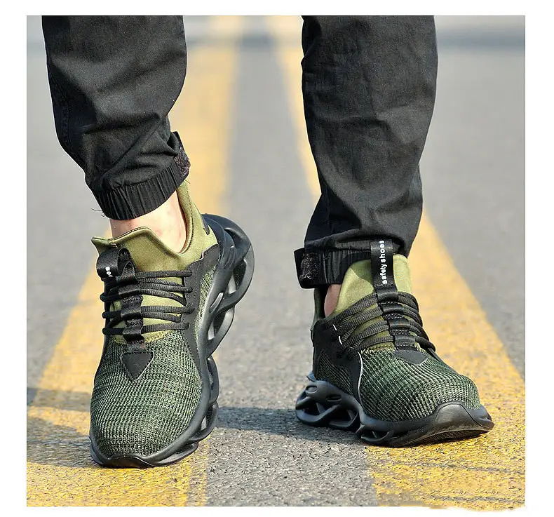 Breathable fly-knit sports and leisure work protective shoes