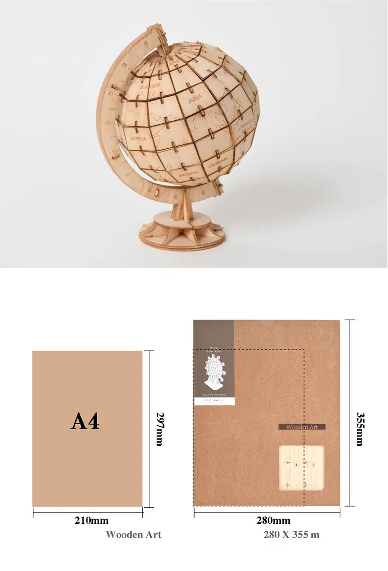 Wooden model DIY stereo model-globe
