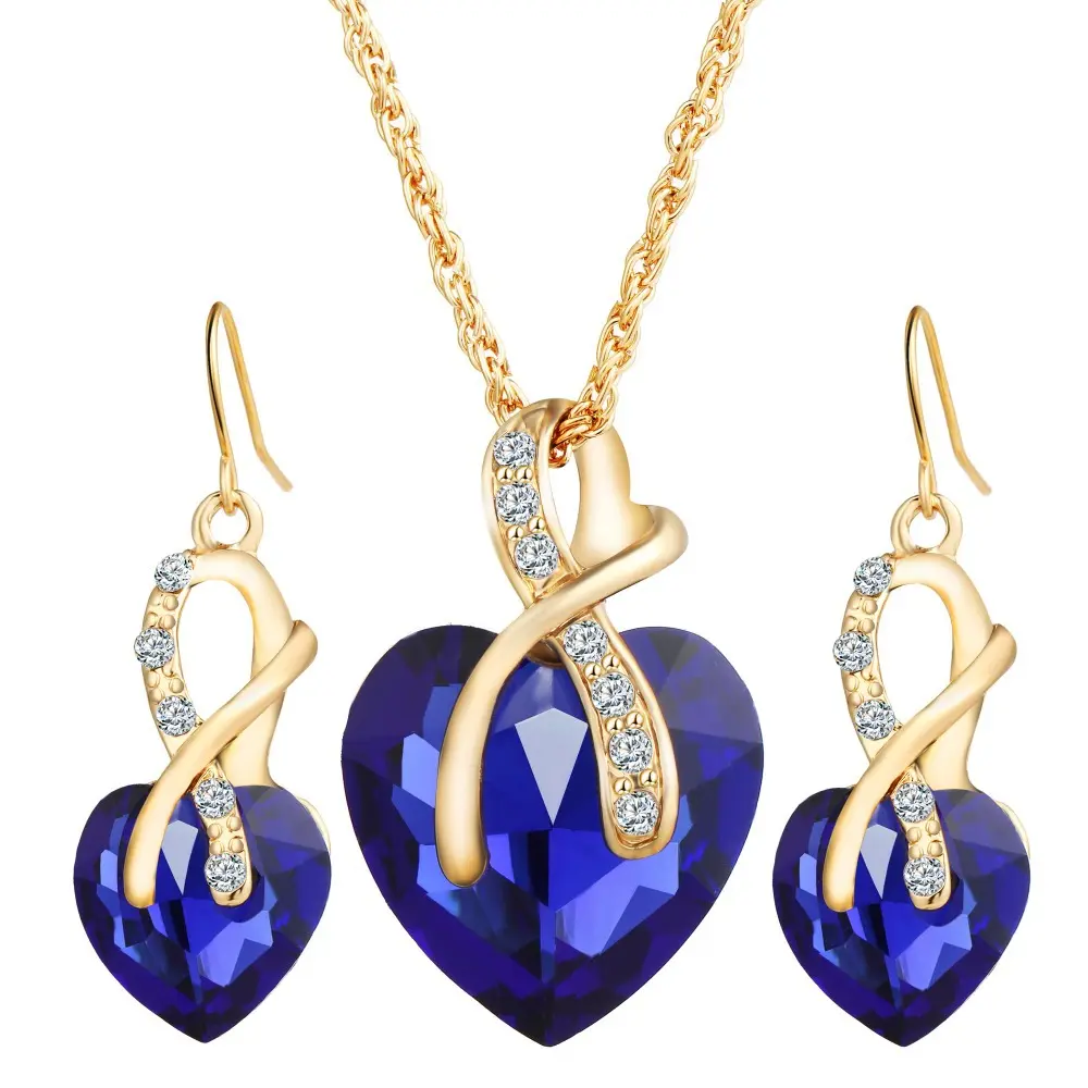 Heart-shaped Faux Austrian Crystal Zircon Earrings