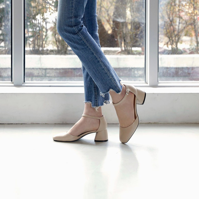 Mary Jane shoes thick heel sandals Baotou Roman shoes women