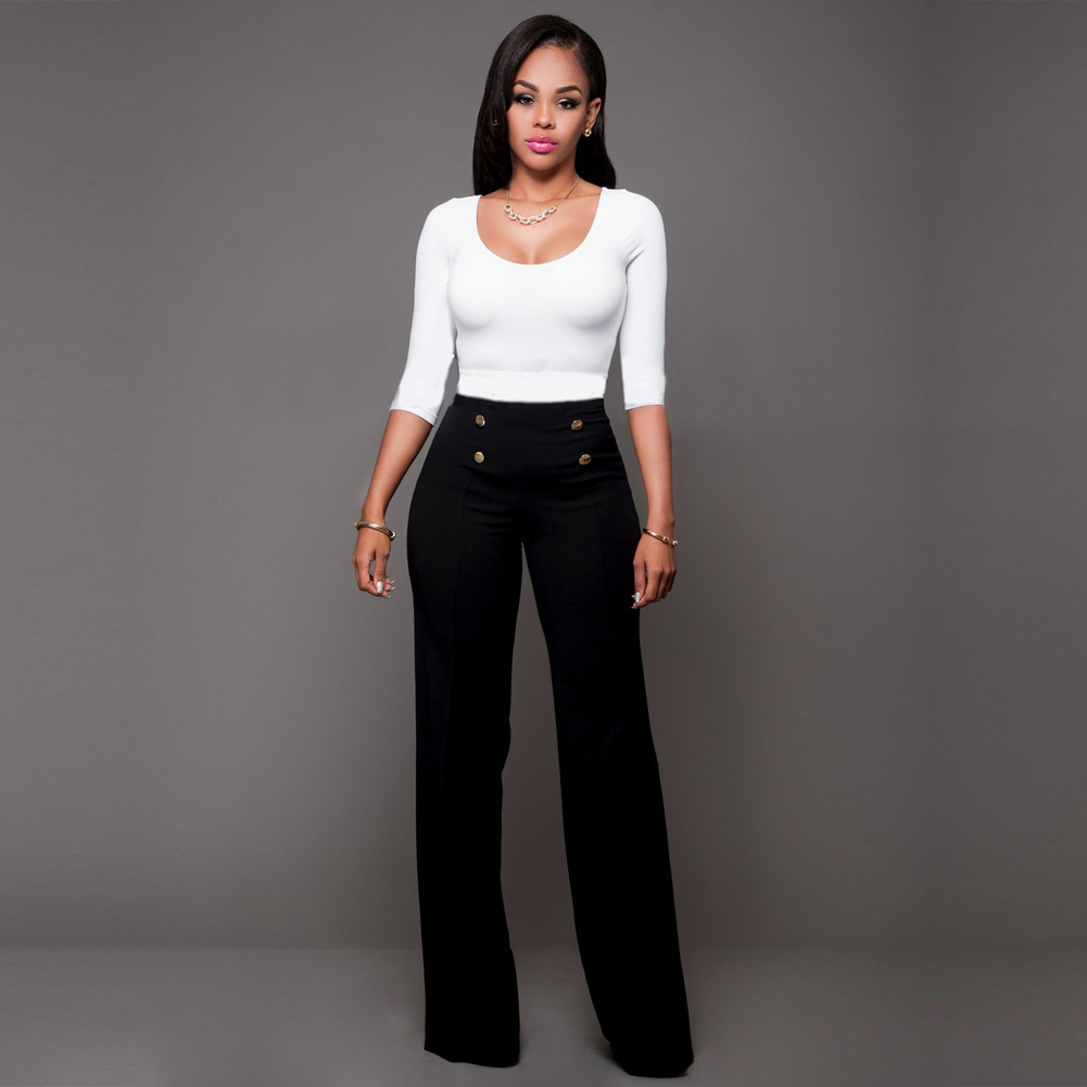 Stylish Slim Personality Double-Breasted Flared Trousers
