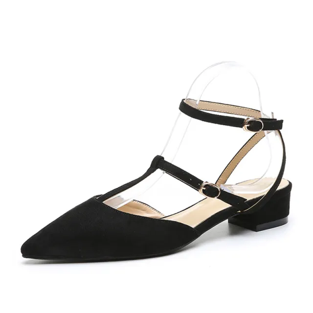 Spring new low heeled low heel buckle lace up shoes flats Black - Shop at LoveMi