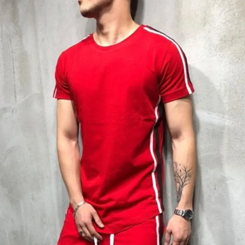 Paneled Striped Round Neck Short Sleeve T-shirt