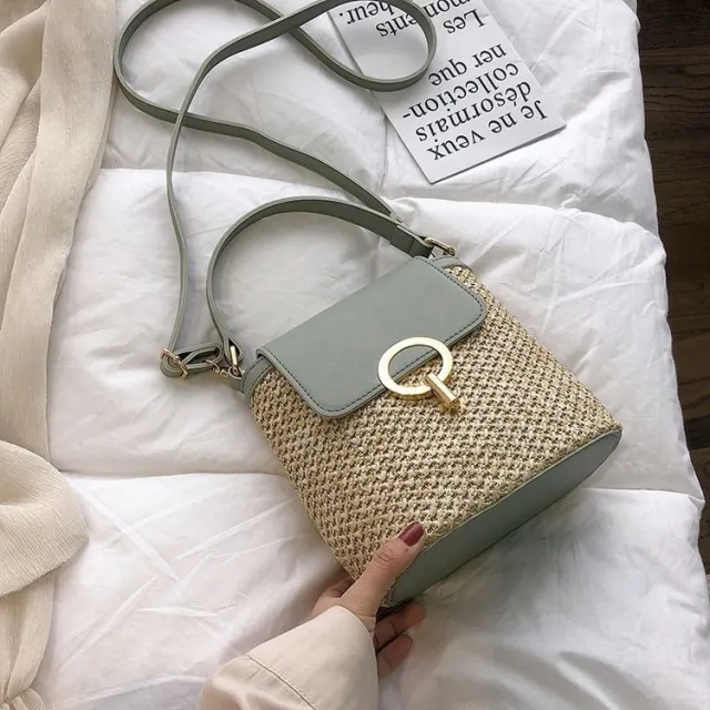 Summer new simple straw shoulder beach bag Green - Shop at LoveMi