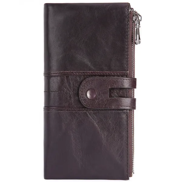 Genuine leather ladies clutch - Coffee