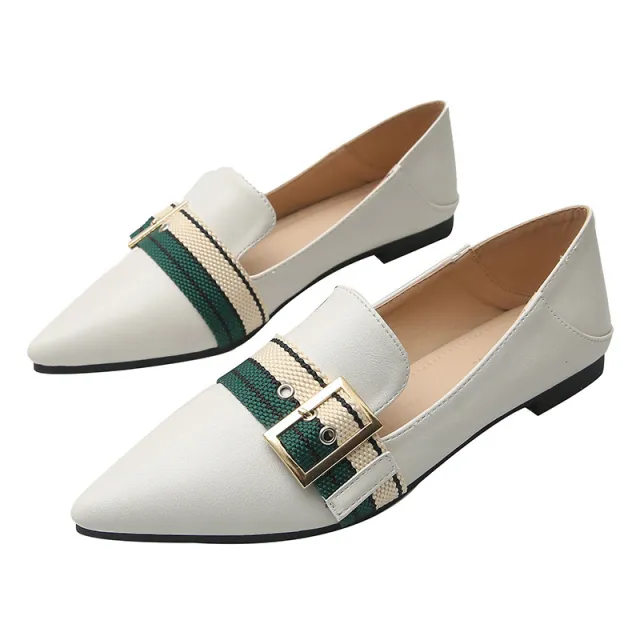 Sexy pointed belt buckle single shoes White - Shop at LoveMi