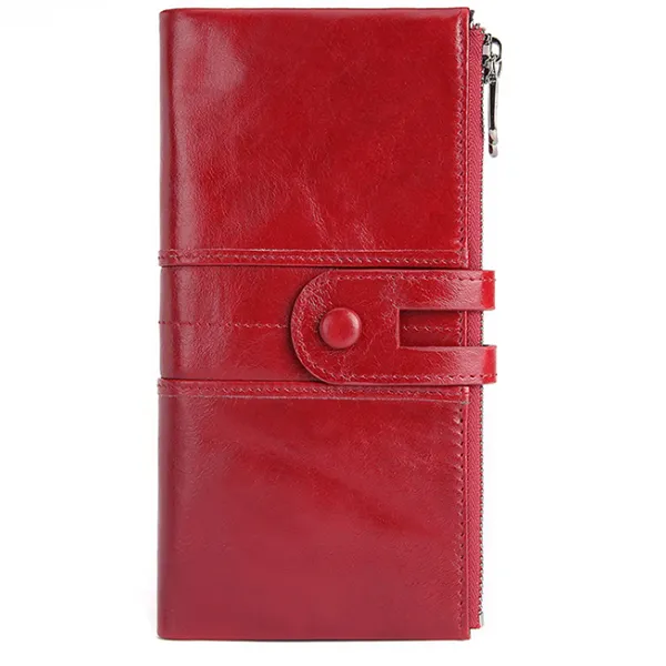 Genuine leather ladies clutch - Red