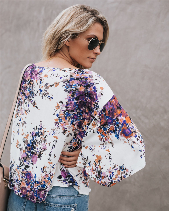 Spring new printed chiffon shirt
