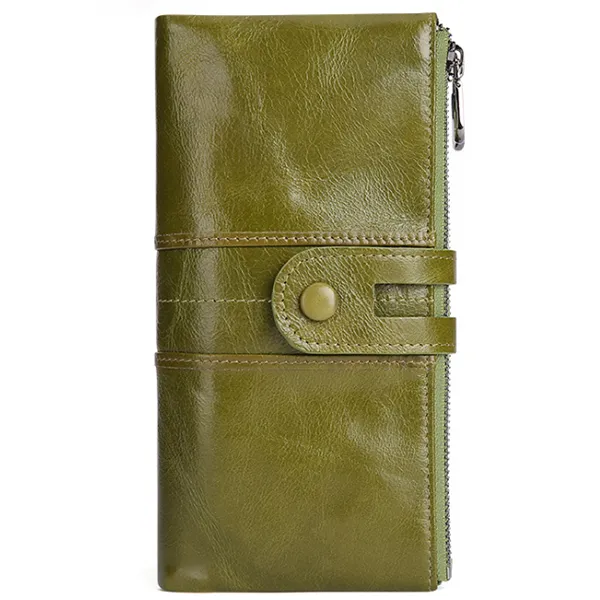 Genuine leather ladies clutch - Green
