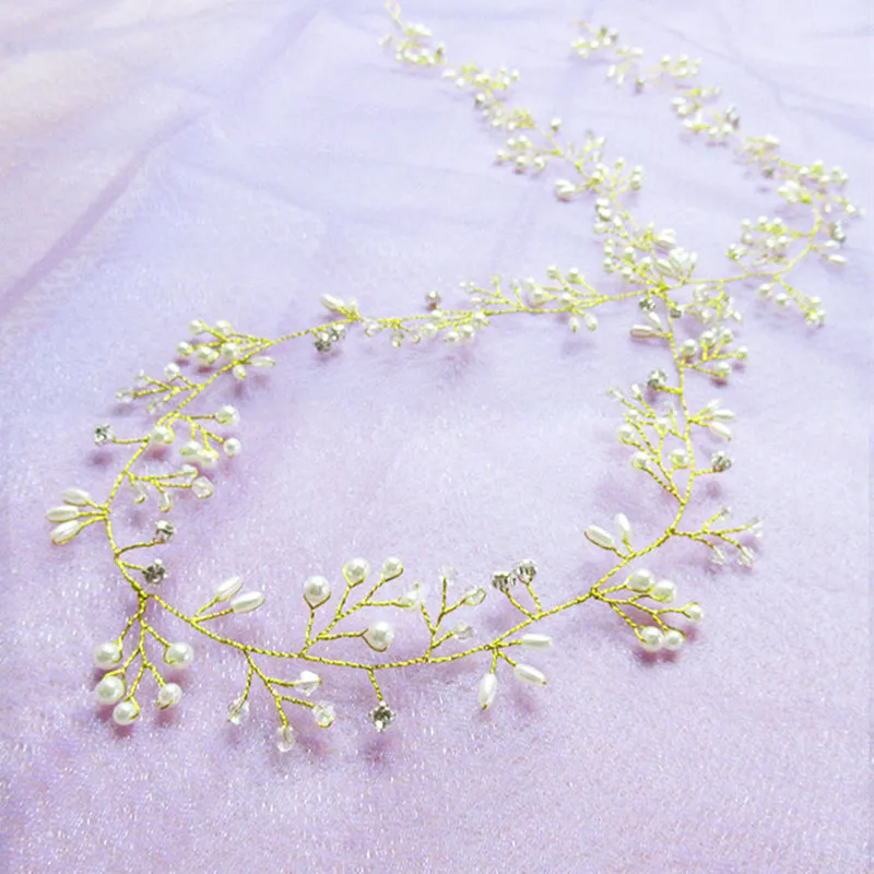 Wedding Hair Accessories Crystal Pearl Hair Accessories - Gold