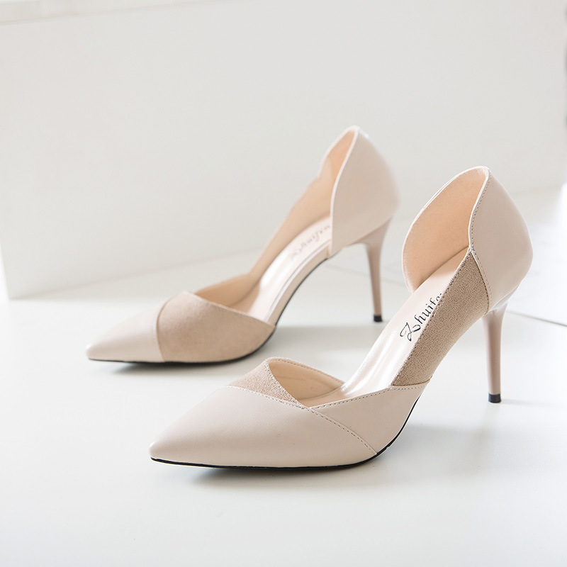 Side stitching low heels Apricot - Shop at LoveMi